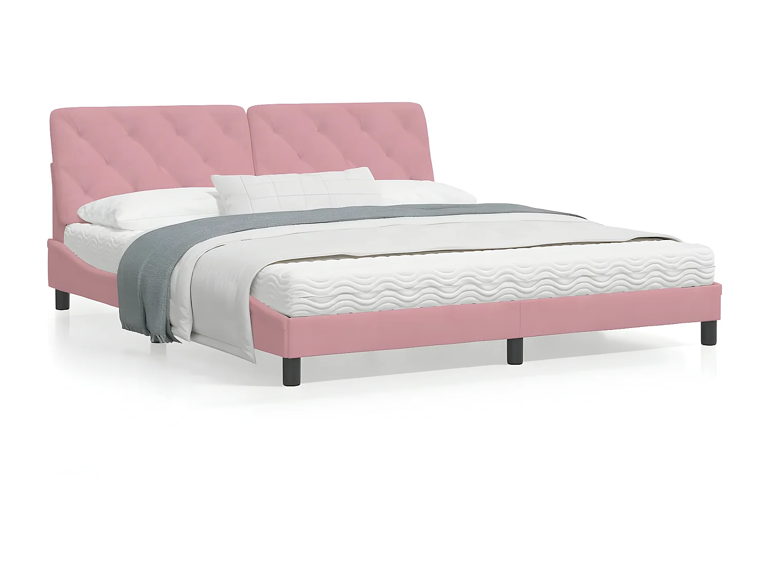 Estrutura de cama c/ cabeceira 180x200 cm veludo rosa