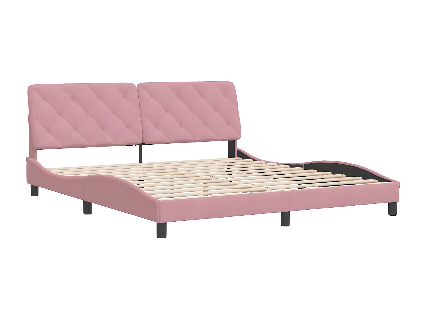 Estrutura de cama c/ cabeceira 180x200 cm veludo rosa