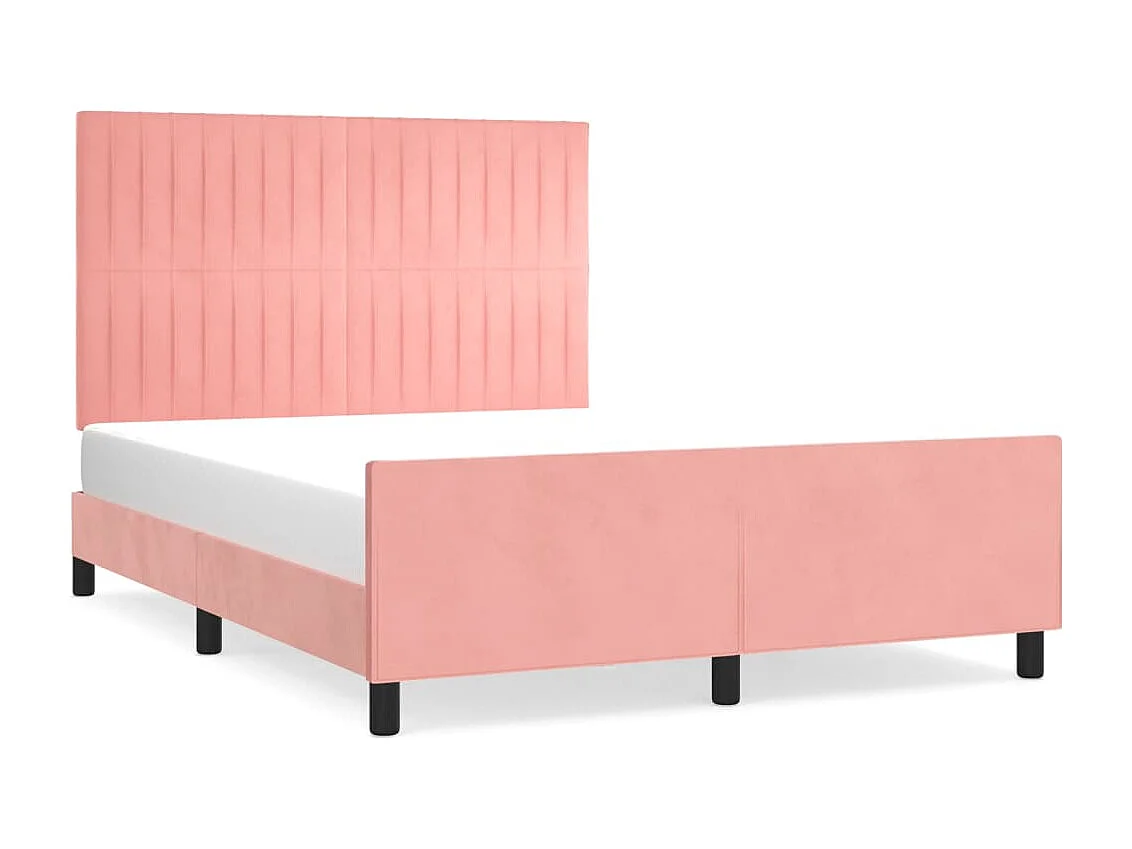 Estrutura de cama c/ cabeceira 140x190 cm veludo rosa