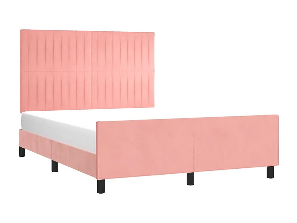 Estrutura de cama c/ cabeceira 140x190 cm veludo rosa