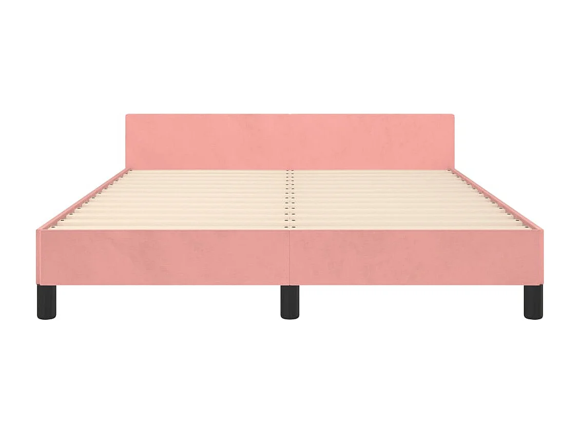 Estrutura de cama c/ cabeceira 140x190 cm veludo rosa