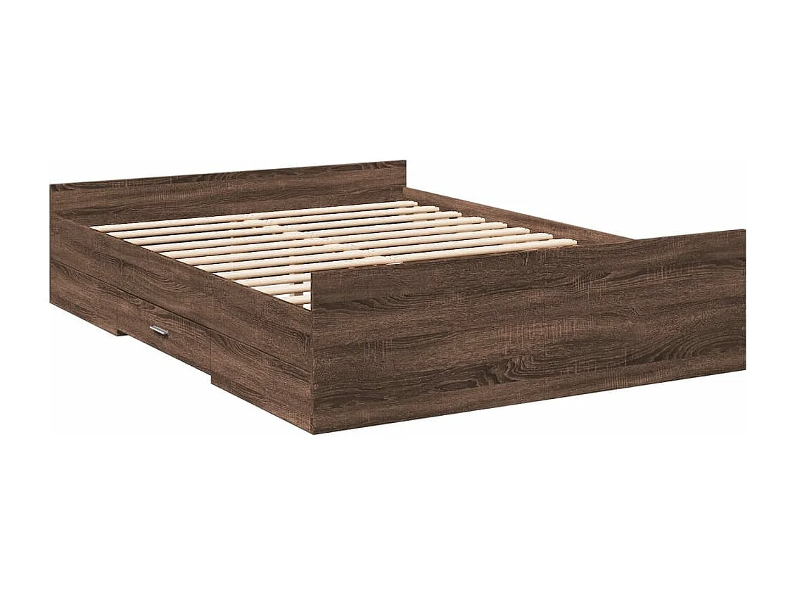 Cama con cajones madera de ingeniería marrón roble 120x190 cm
