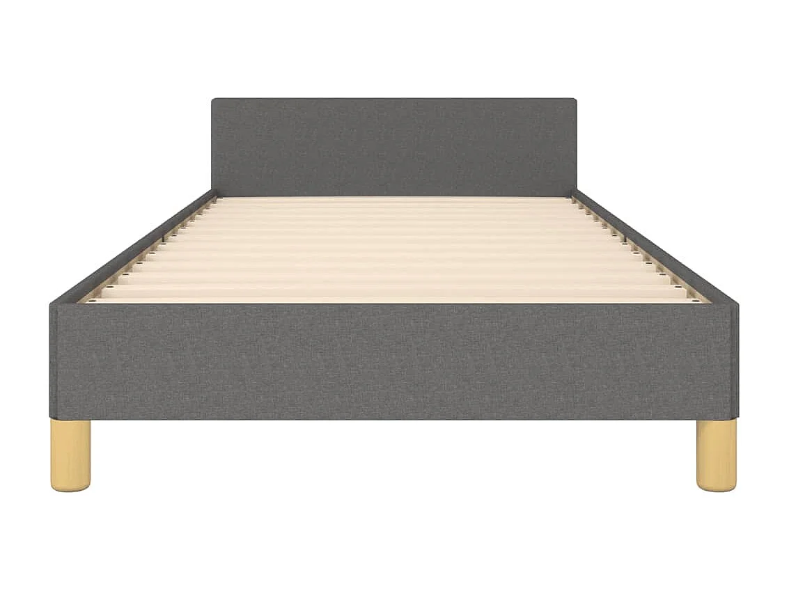 Estrutura de cama c/ cabeceira tecido 90x190 cm cinza-escuro
