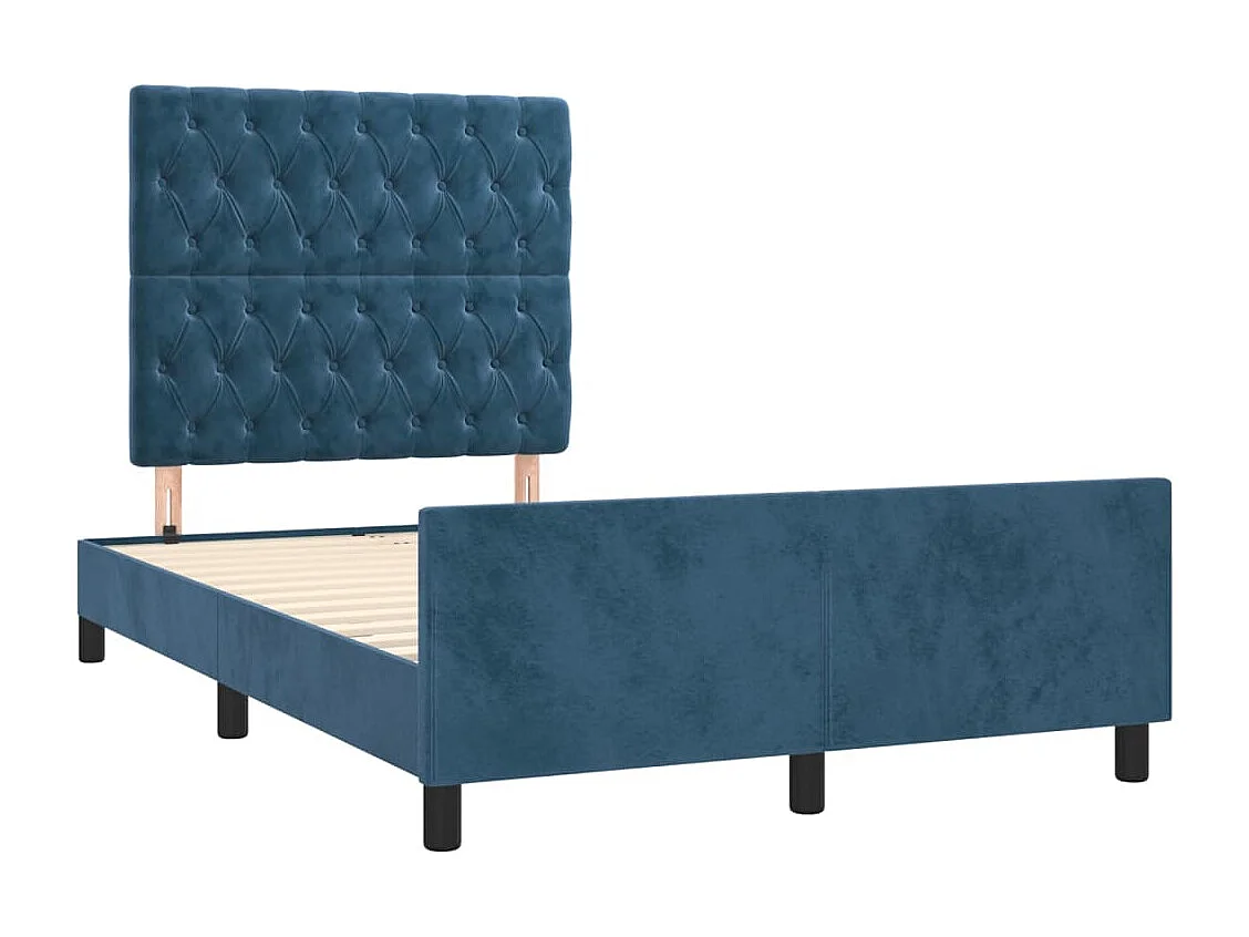 Estructura cama con cabecero terciopelo azul oscuro 120x190 cm