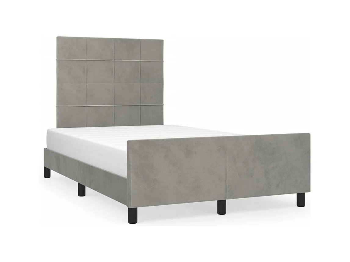 Estructura cama con cabecero terciopelo gris claro 120x190 cm