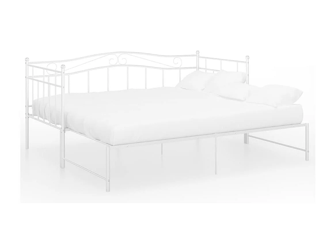 Estructura de sofá cama extraíble de metal blanco 90x200 cm