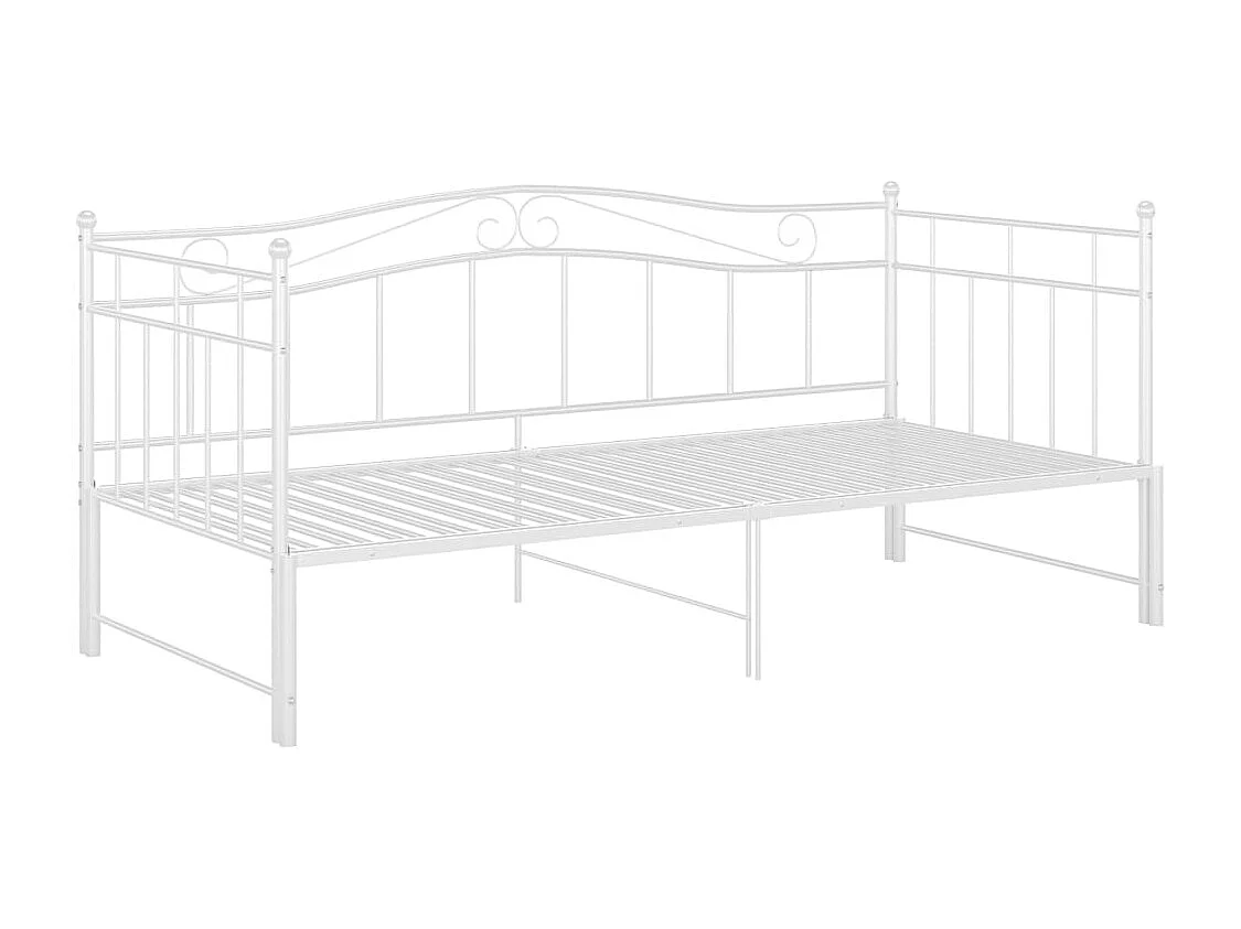 Estructura de sofá cama extraíble de metal blanco 90x200 cm