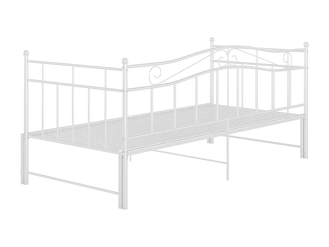 Estructura de sofá cama extraíble de metal blanco 90x200 cm