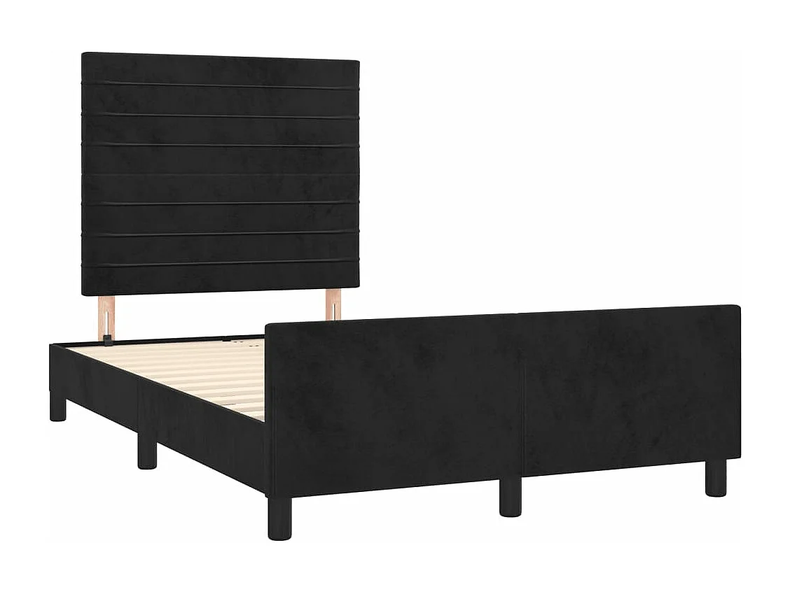 Estructura de cama con cabecero terciopelo negro 120x190 cm