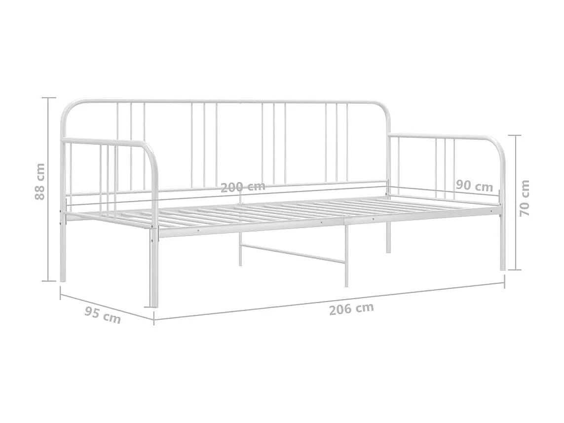 Estructura de sofá cama de metal blanco 90x200 cm