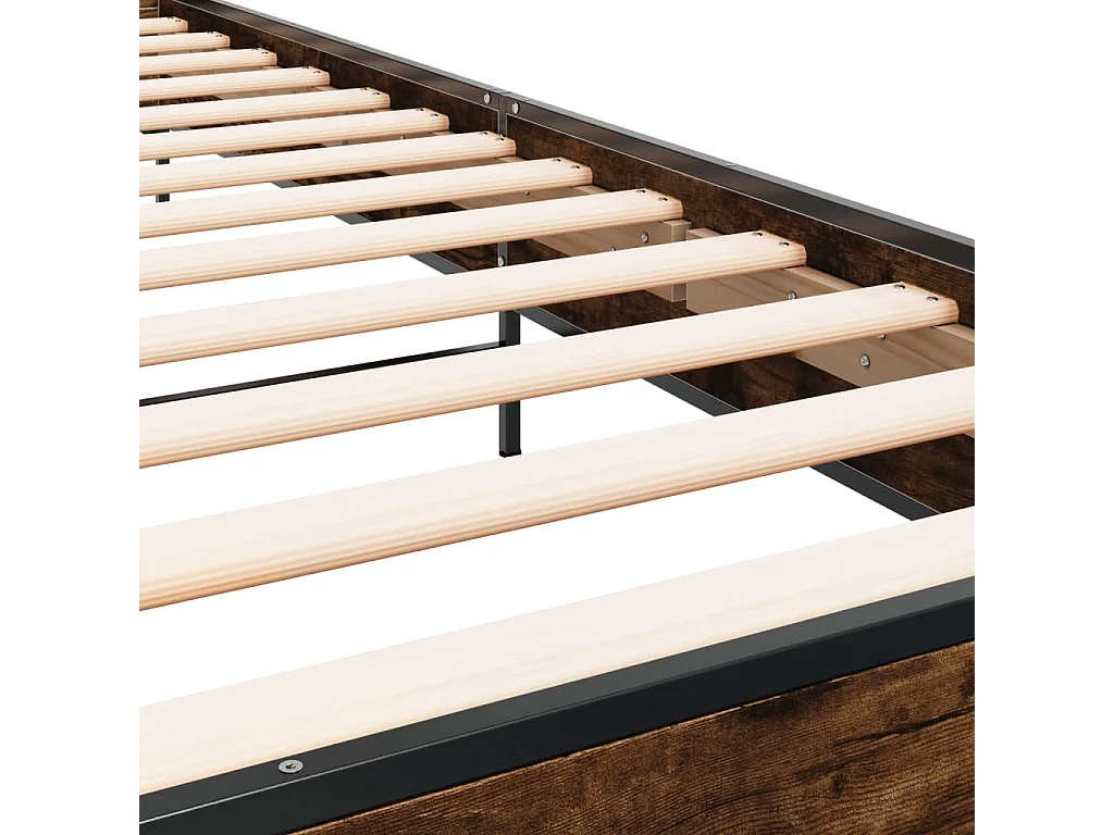 Estructura cama madera ingeniería metal roble humo 100x200 cm