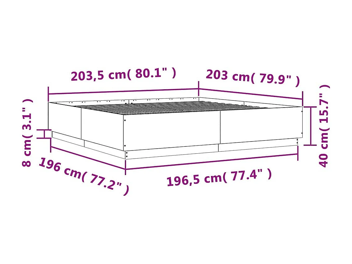 Estructura de cama madera de ingeniería negra 200x200 cm