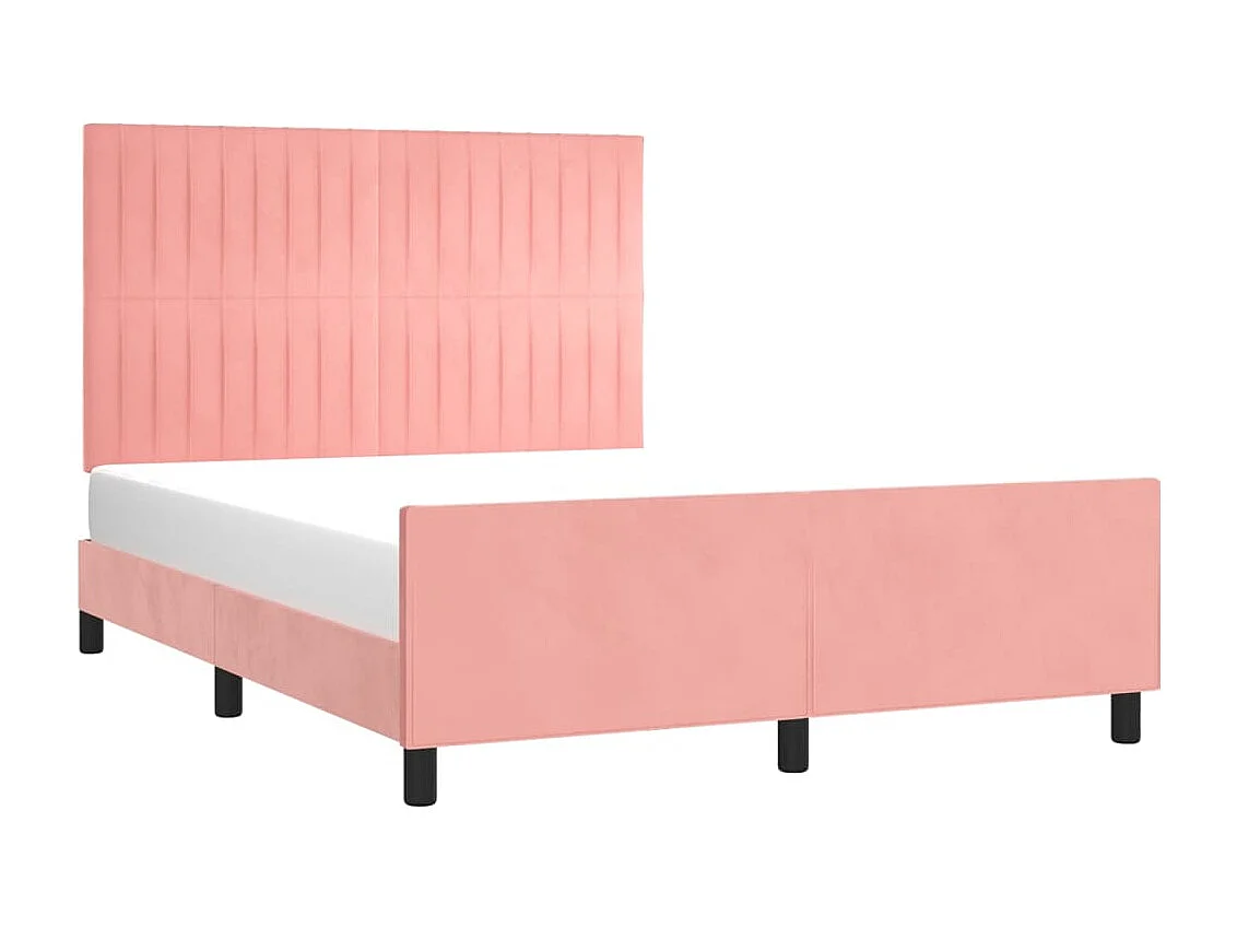 Estrutura de cama c/ cabeceira 140x200 cm veludo rosa