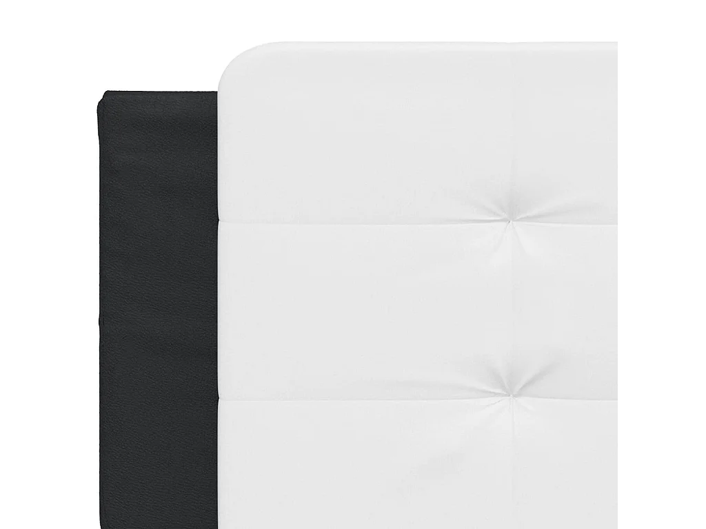 Estrutura de cama c/ cabeceira couro artificial preto e branco