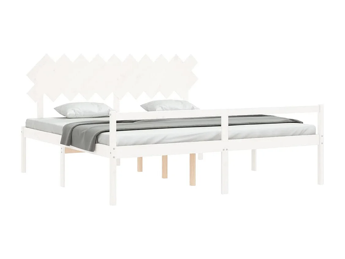 Estrutura de cama com cabeceira 200x200cm madeira maciça branco