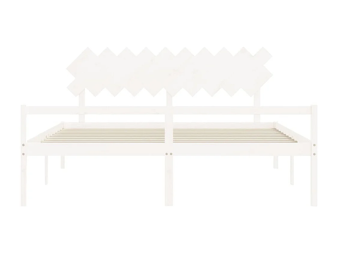 Estrutura de cama com cabeceira 200x200cm madeira maciça branco