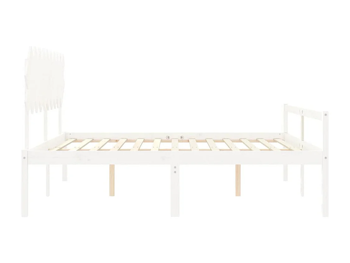 Estrutura de cama com cabeceira 200x200cm madeira maciça branco