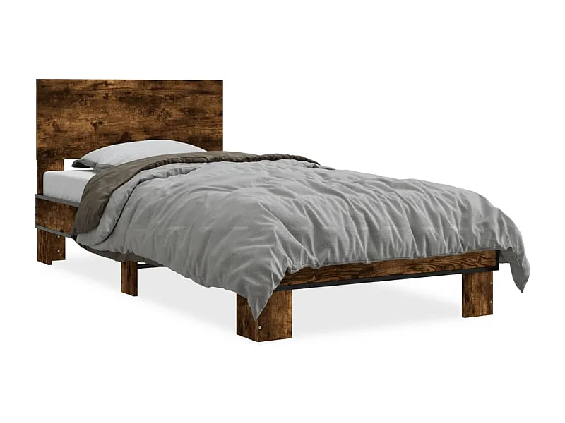 Cadre de lit chêne fumé 100x200 cm bois d'ingénierie et métal