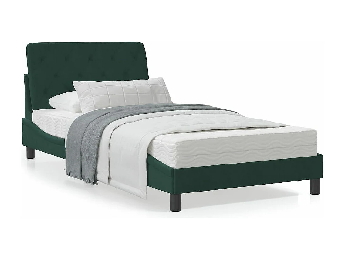 Estructura cama con cabecero terciopelo verde oscuro 100x200 cm