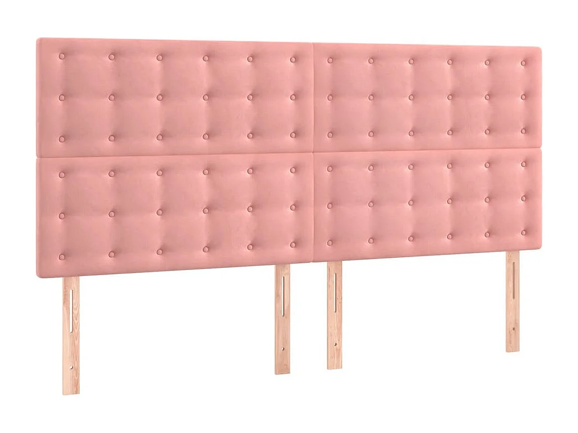 Estructura de cama con cabecero de terciopelo rosa 180x200 cm