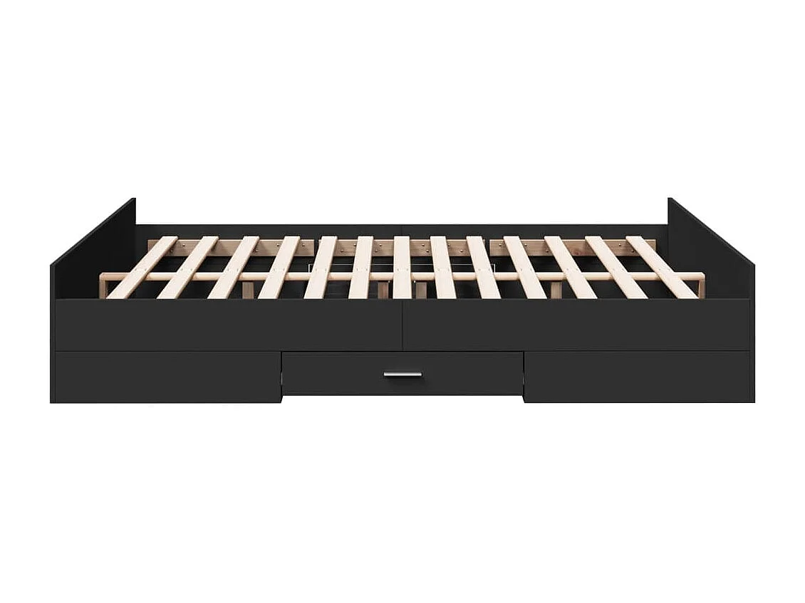 Estructura cama con cajones madera ingeniería negra 160x200 cm