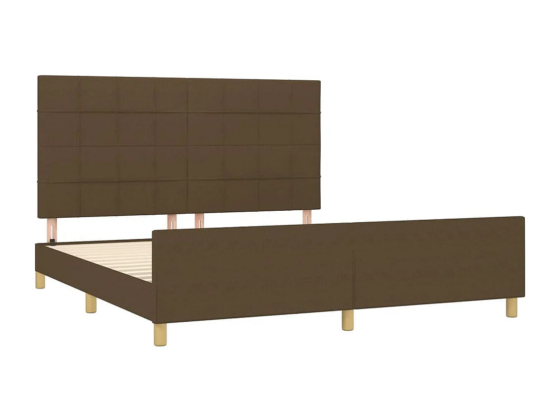 Estrutura de cama 180x200 cm tecido castanho-escuro
