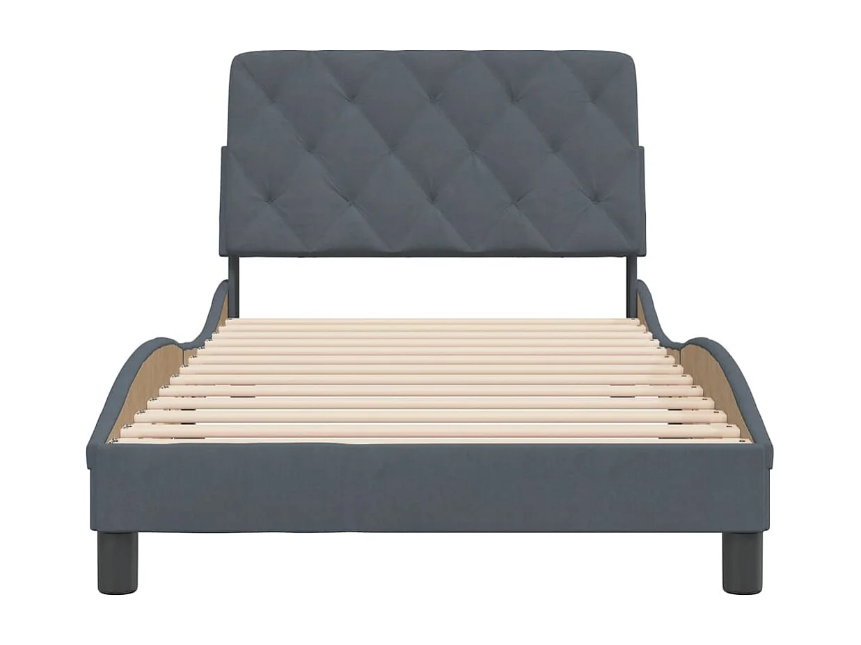 Estrutura de cama c/ cabeceira 100x200cm veludo cinzento-escuro