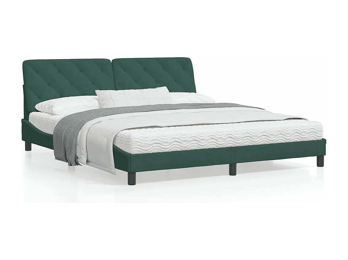 Estructura cama con luces LED terciopelo verde oscuro 180x200cm