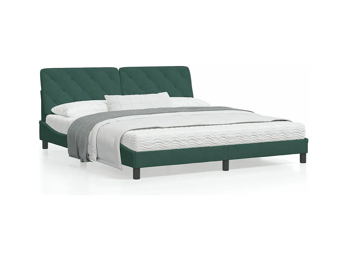 Estrutura de cama c/ luzes LED 180x200 cm veludo verde-escuro