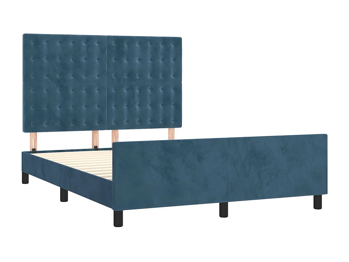 Estrutura de cama c/ cabeceira 140x200 cm veludo azul-escuro