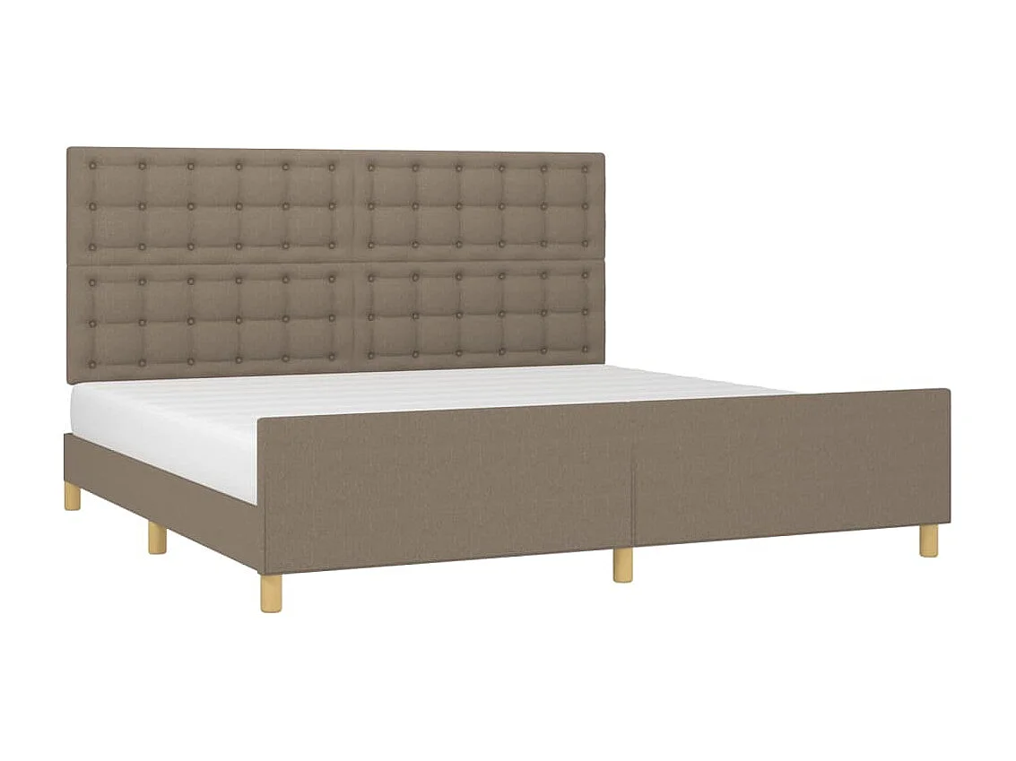 Estructura de cama con cabecero de tela gris taupe 200x200 cm