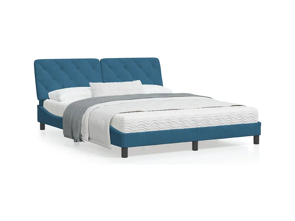 Estructura de cama con cabecero terciopelo azul 160x200 cm