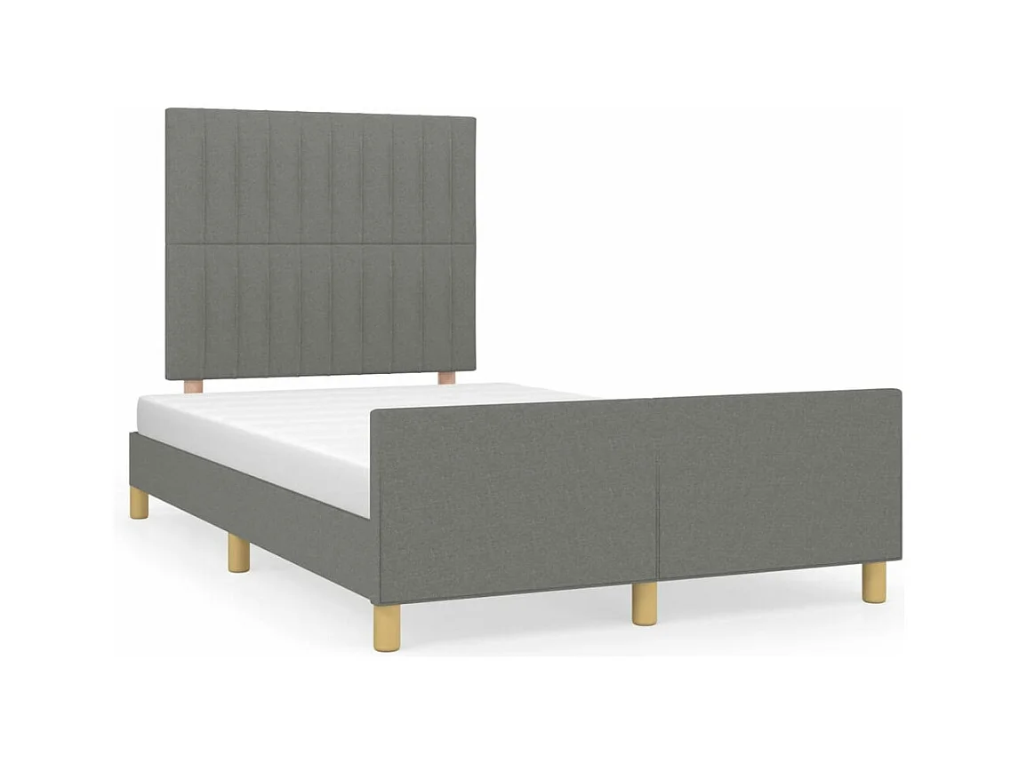 Cadre de lit avec tête de lit gris foncé 120x190 cm tissu