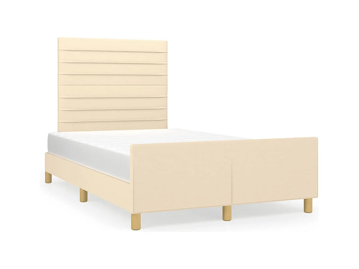 Cadre de lit avec tête de lit crème 120x190 cm tissu