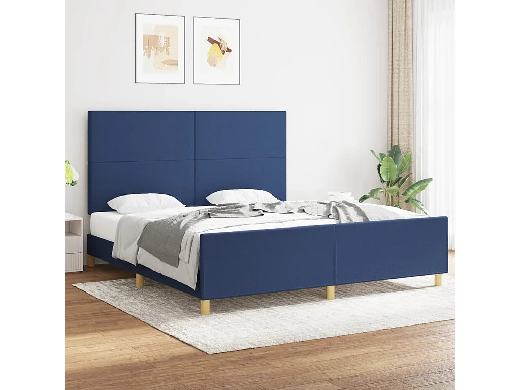 Estrutura de cama 180x200 cm tecido azul