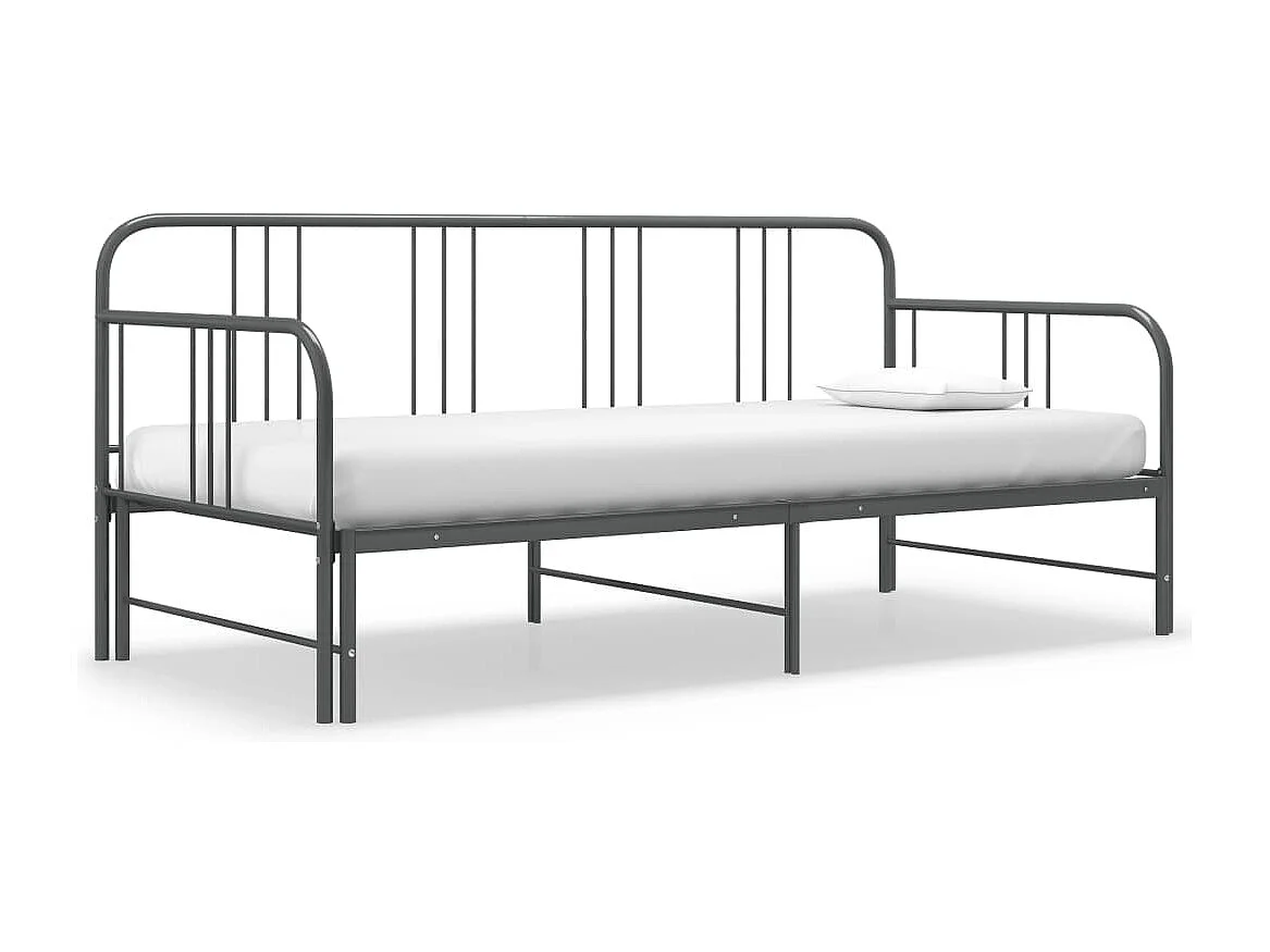 Estructura de sofá cama extraíble de metal gris 90x200 cm