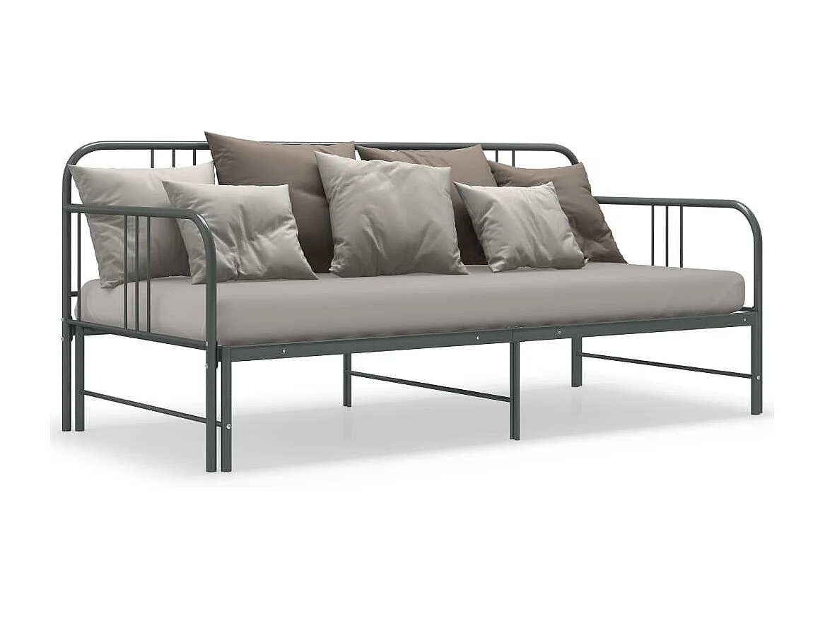 Estructura de sofá cama extraíble de metal gris 90x200 cm