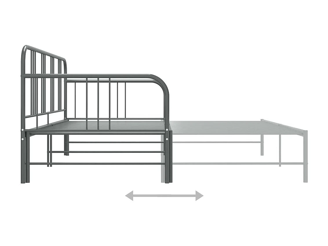 Estructura de sofá cama extraíble de metal gris 90x200 cm