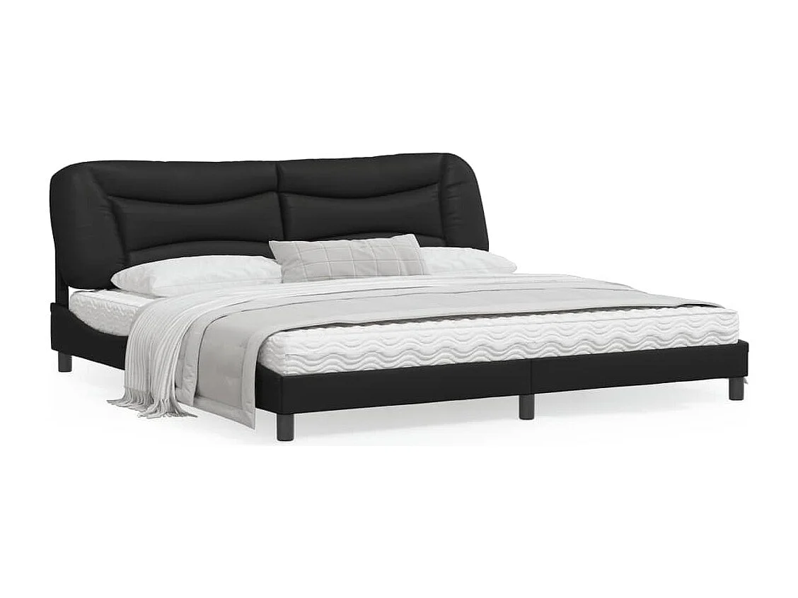 Estructura cama con luces LED cuero sintético negro 200x200 cm