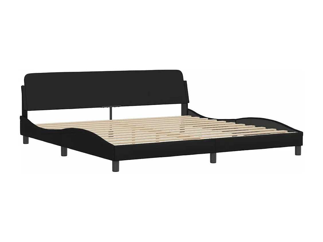 Estrutura de cama c/ luzes LED 200x200cm couro artificial preto