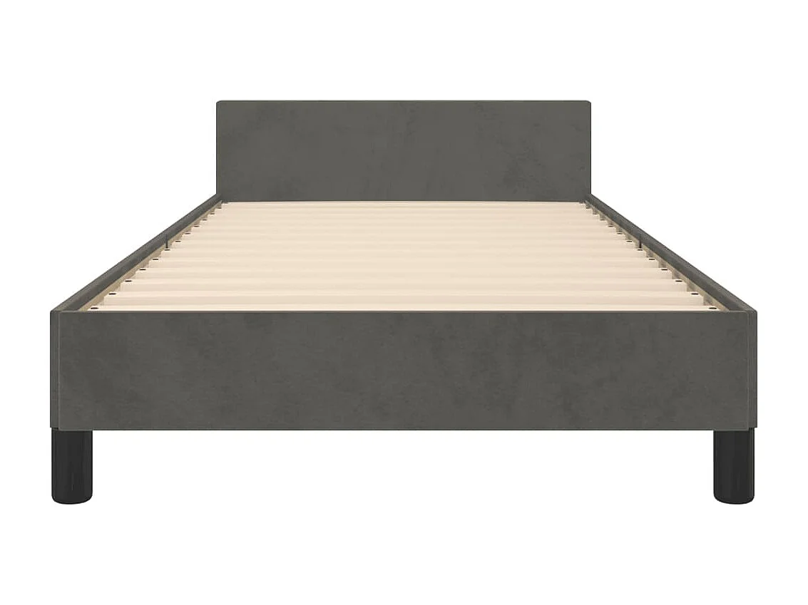 Estructura de cama con cabecero terciopelo gris oscuro 90x200cm