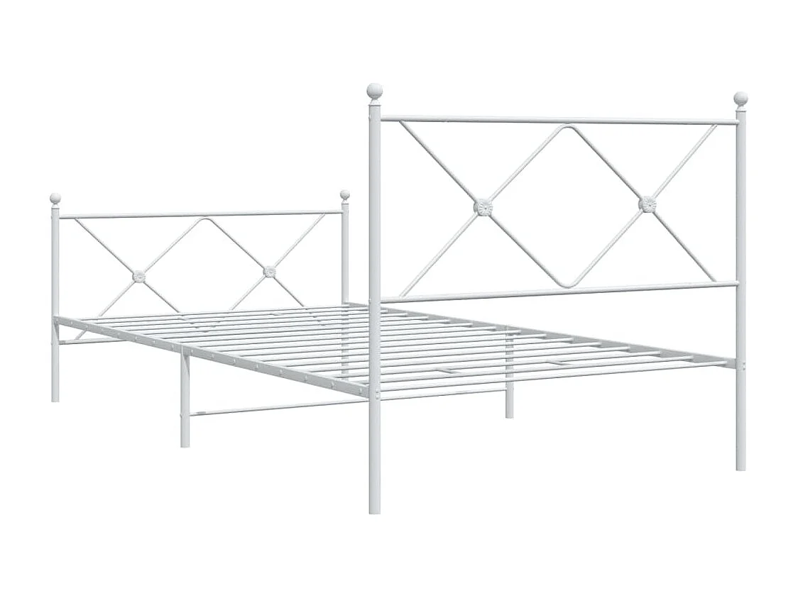 Estructura cama metal con cabecero y pie cama blanca 107x203 cm