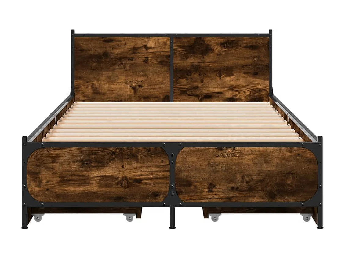 Cama con cajones madera de ingeniería roble ahumado 75x190 cm