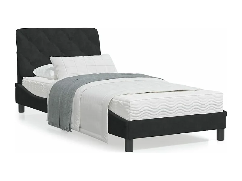 Estrutura de cama c/ luzes LED 90x200 cm veludo preto