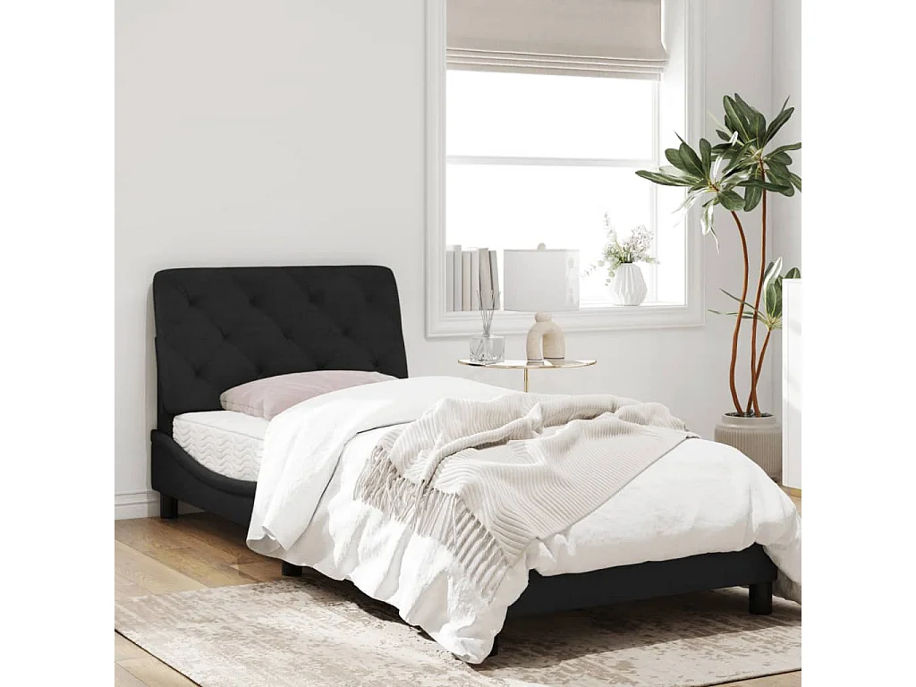 Estructura de cama con luces LED terciopelo negro 90x200 cm