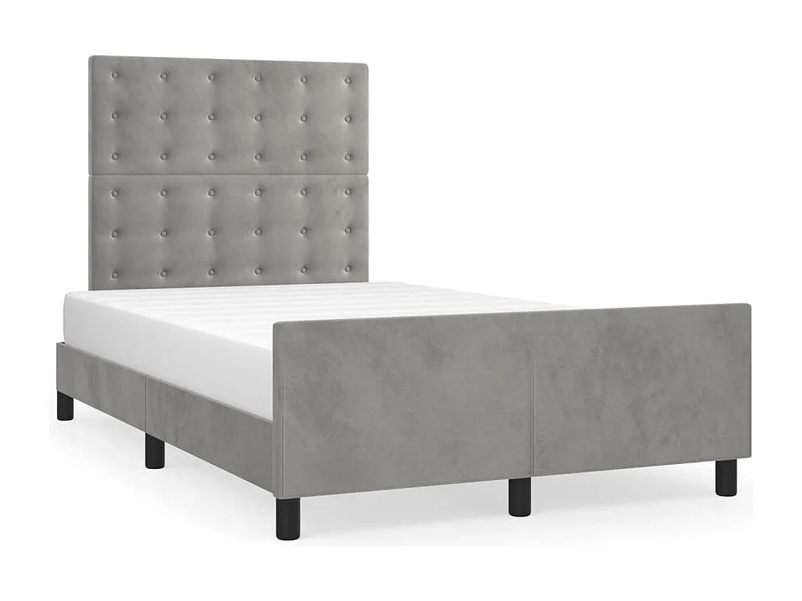 Estructura cama con cabecero terciopelo gris claro 120x190 cm