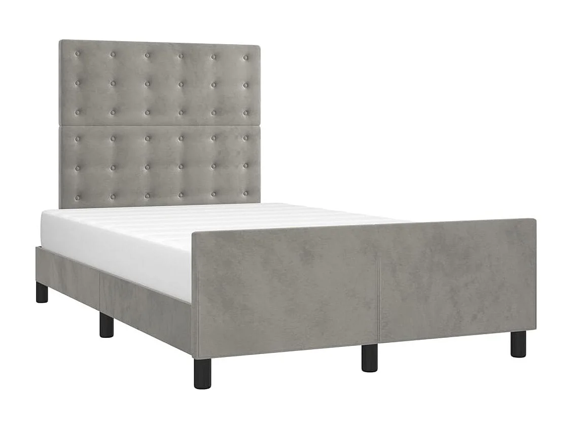 Estrutura de cama c/ cabeceira 120x190 cm veludo cinza-claro