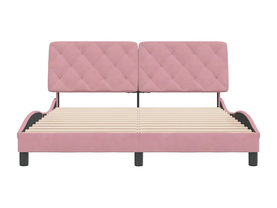 Estrutura de cama c/ cabeceira 160x200 cm veludo rosa