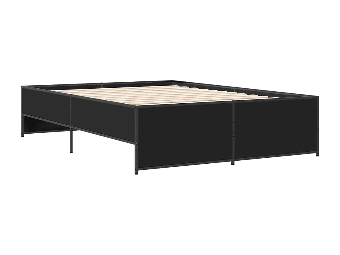Estructura de cama madera de ingeniería y metal negro 140x190cm