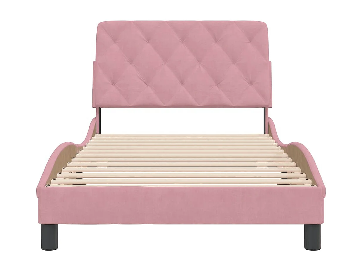 Estructura de cama con cabecero de terciopelo rosa 100x200 cm